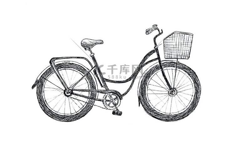 复古公路自行车手绘插图。