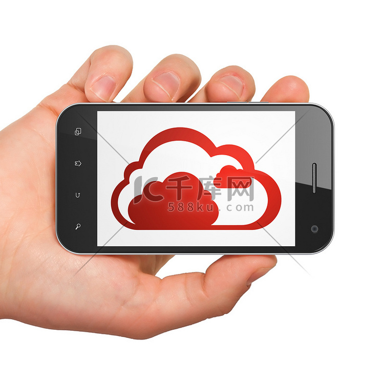 云技术概念：智能手机上的云