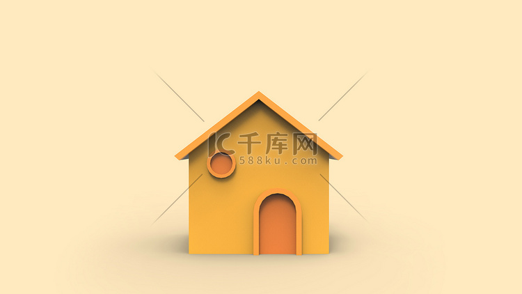 带有浅橙色背景的小橙色房子HD。