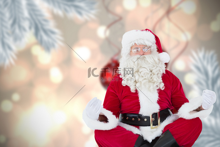 圣诞老人坐在莲花姿势的合成图像