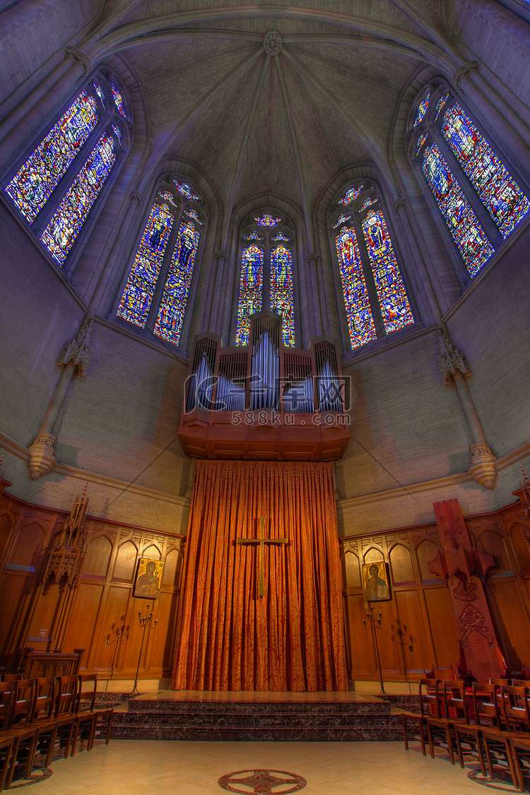 格雷斯大教堂的管风琴彩色玻璃祭