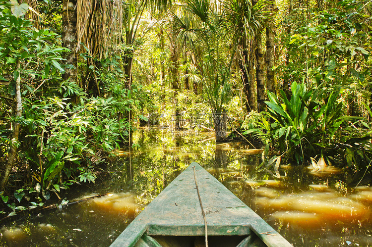亚马逊盆地，桑多瓦尔湖上的船，