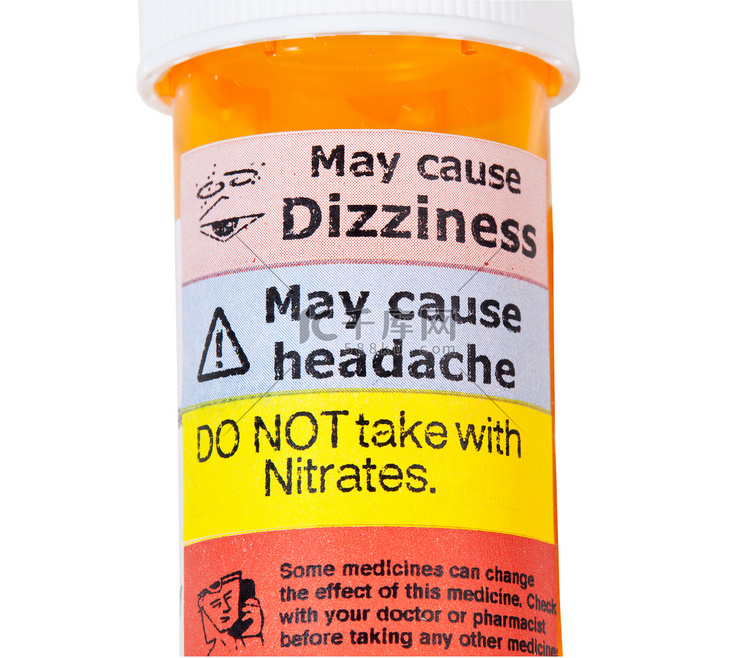 rx 药物瓶上的警告标志