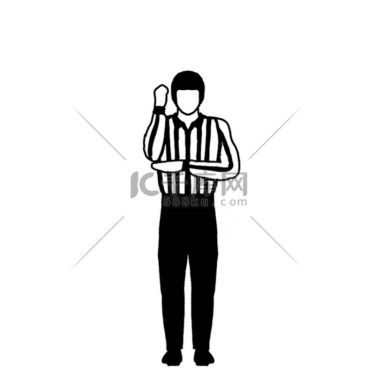 冰球官员或裁判手势信号绘图黑白