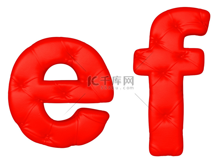 豪华红色皮革字体 E F 字母