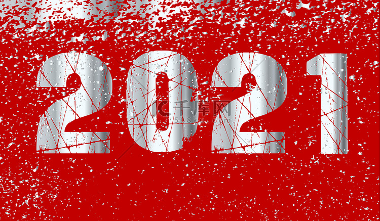 2021 年新年红色和银色