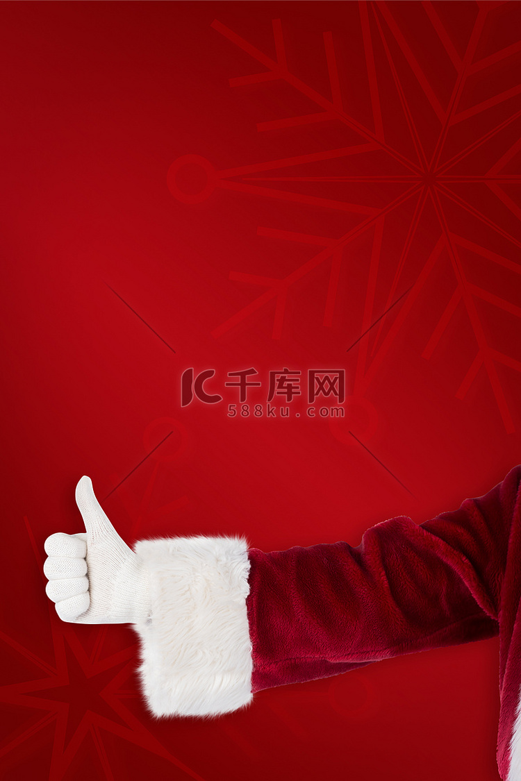 圣诞老人的合成图像竖起大拇指