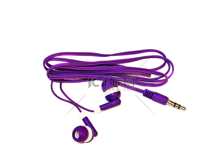 孤立在白色背景上的紫色小耳机