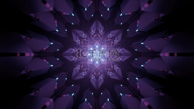 未来派紫色几何图案 3d 插图