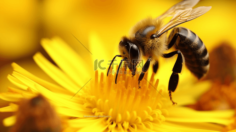 黄花上的黄蜂和黑蜂