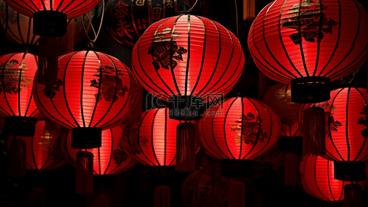 红黑相间的中国灯笼