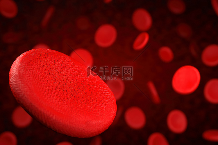 红细胞或红血球的 3d 渲染。