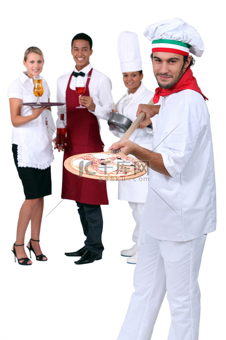 意大利披萨厨师和餐厅员工