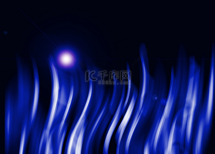 黑色背景上的蓝色光环光抽象