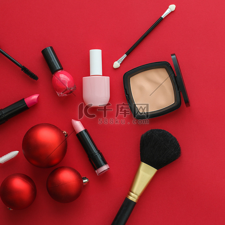 用于美容品牌圣诞促销的化妆品和