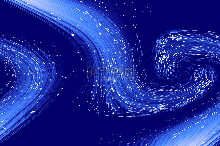 蓝色抽象光纤背景。