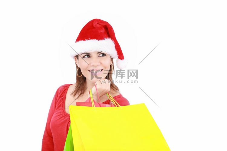 购物圣诞女人微笑。
