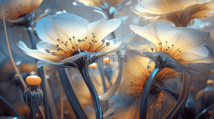 透明材质花卉植物数字艺术