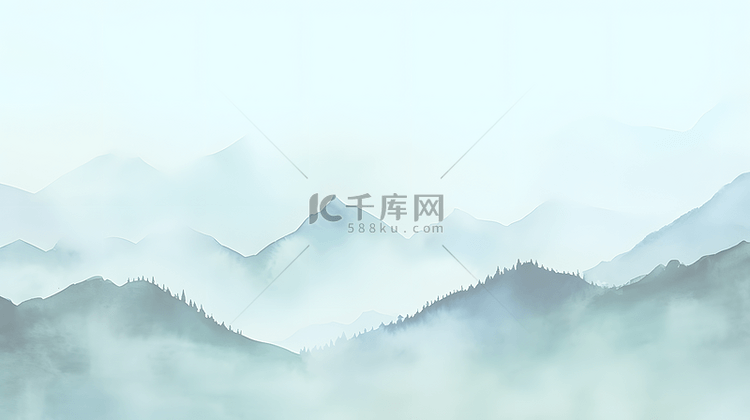 简约山水淡色水彩背景