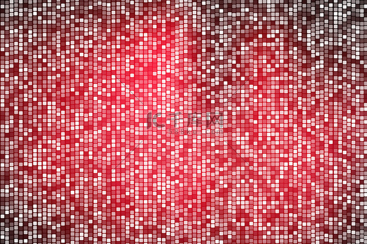 深红色背景上的抽象方形圆点