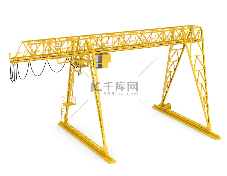 黄色龙门桥式起重机，半转