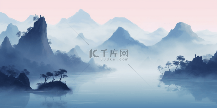 简约水墨山水背景