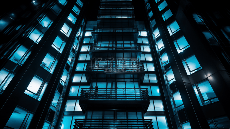 黑色和蓝色的高层建筑