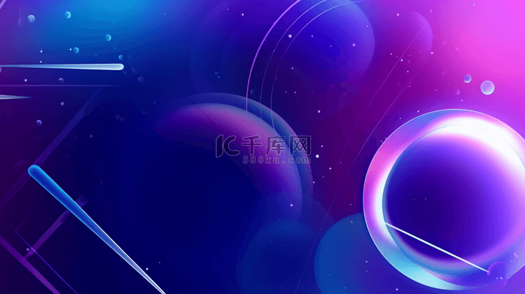 蓝紫色几何圆和曲线背景