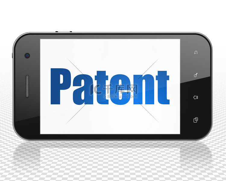法律概念：有专利的智能手机在显