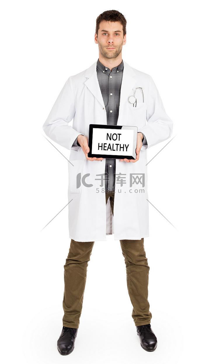 医生拿着平板电脑-不健康