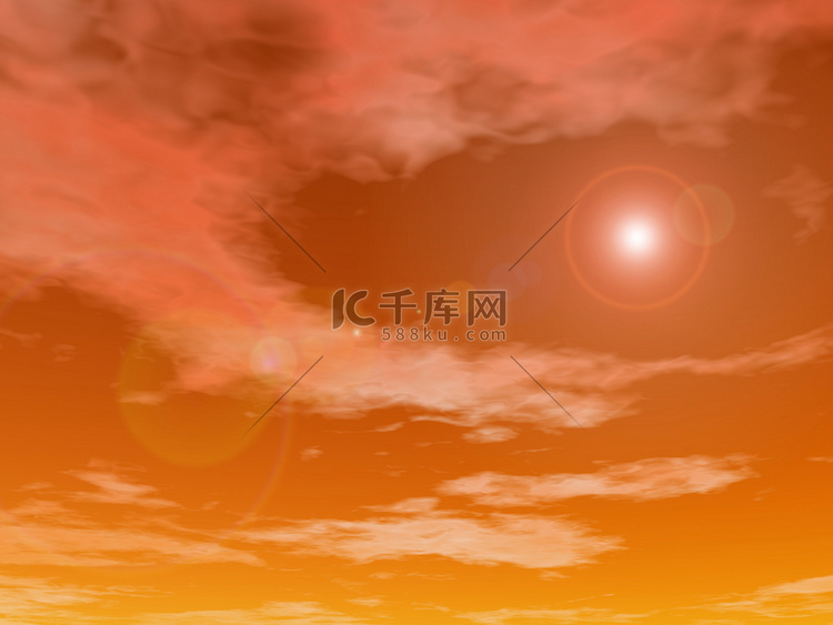 橙色日落天空背景中的太阳 — 