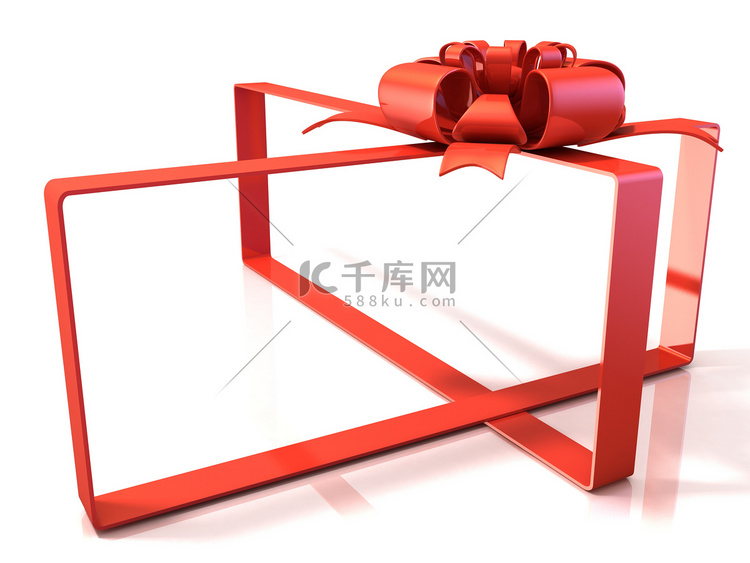 节日礼物丝带和弓，盒形，3D