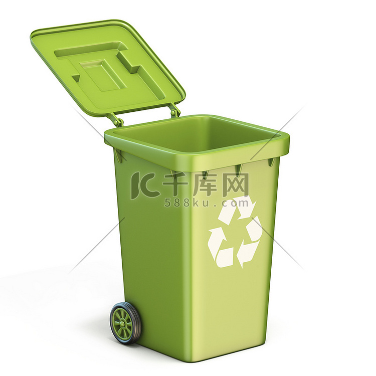 绿色塑料回收站打开 3D
