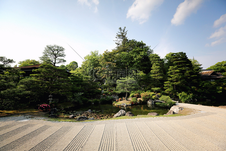在日本寺庙京都日本的日本庭园