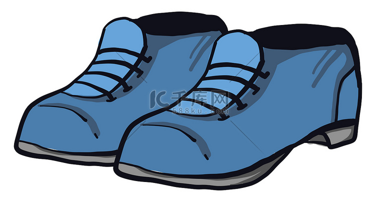 蓝人鞋，插图，白色背景上的矢量
