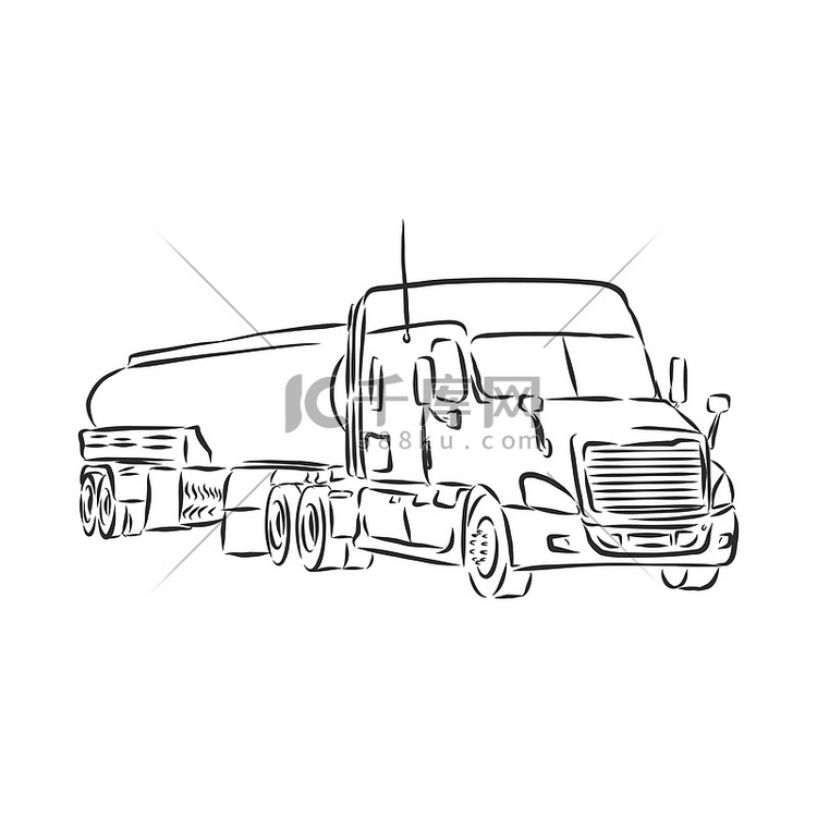 卡车符号，用简单的线条画草图。