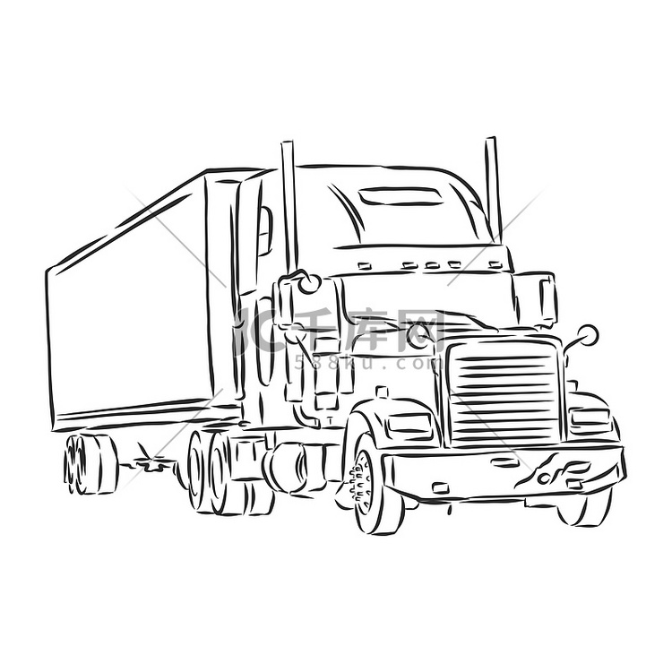 卡车符号，用简单的线条画草图。