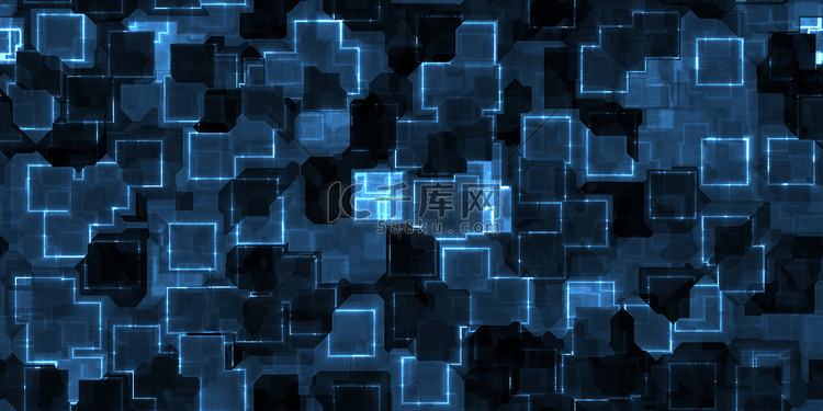 深蓝色无缝网络发光霓虹灯方块图