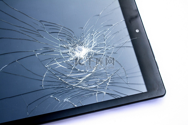 破碎的屏幕被破坏的碎玻璃关闭了