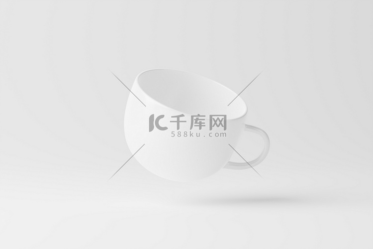 咖啡茶陶瓷杯白色空白 3D 渲