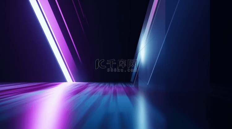 蓝色和紫色泄漏的光线抽象几何透