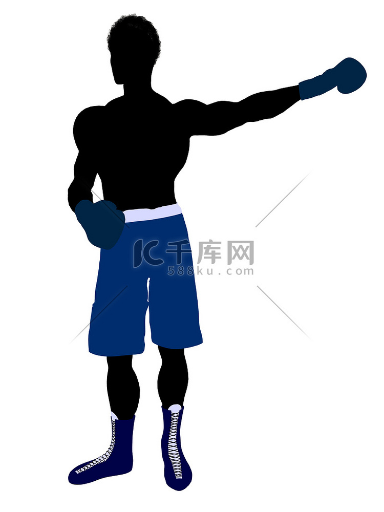 非洲裔美国男性拳击手插图剪影