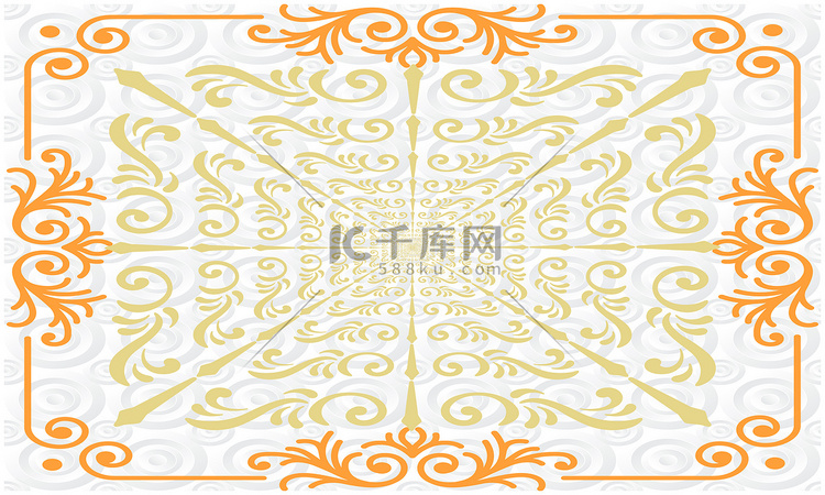 带边框的金饰艺术数码纺织品设计