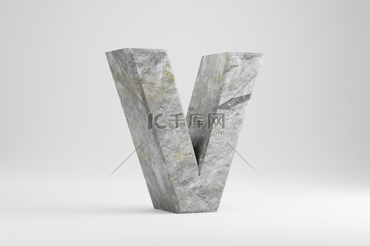 石头 3d 字母 V 大写。