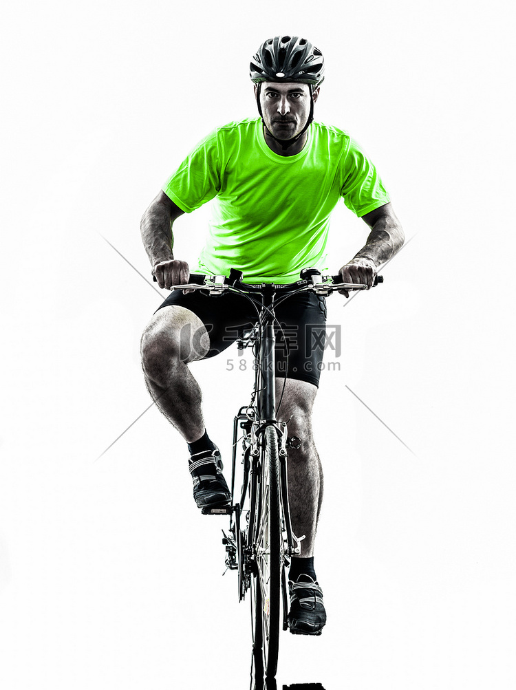 男子骑自行车山地自行车剪影