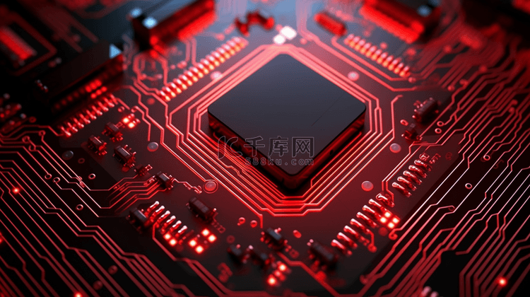 红色科技电子主板芯片背景