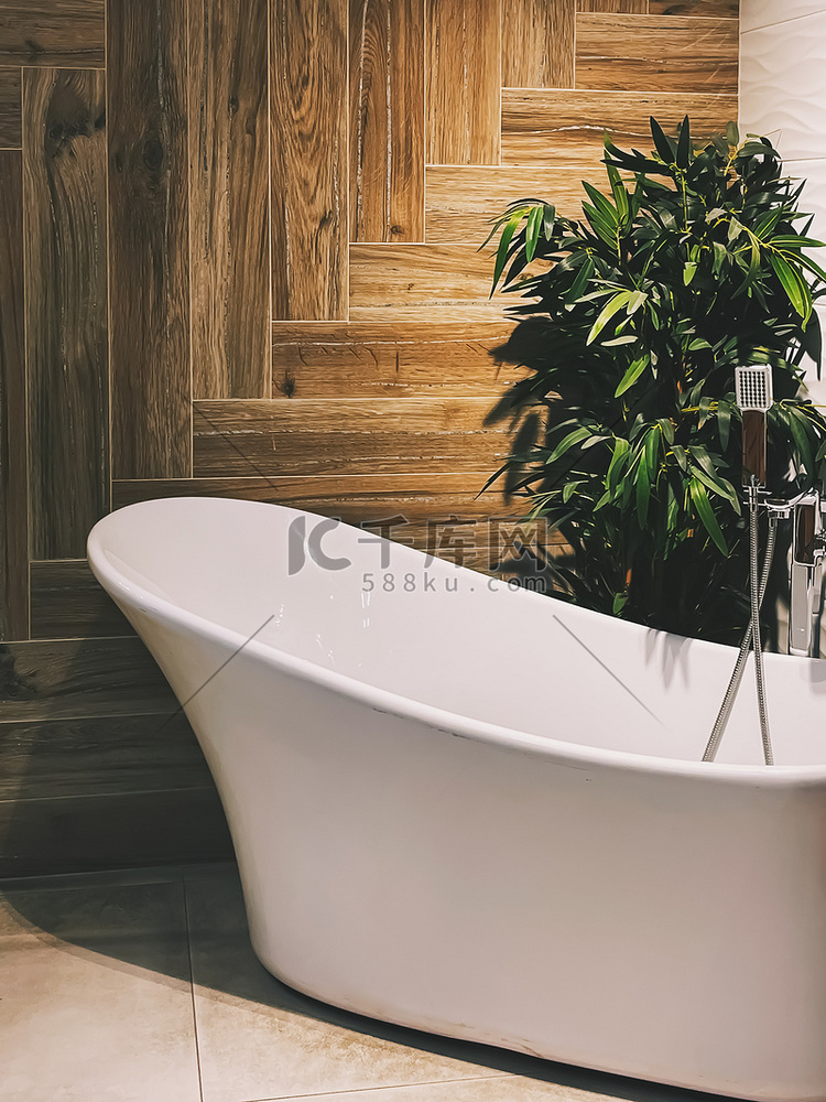 现代浴室内饰、由有机和可持续材