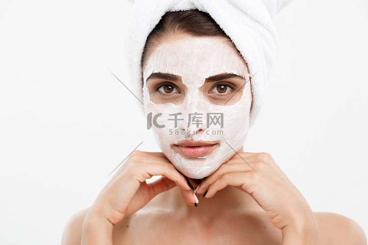 美容护肤概念-美丽的白种女人脸