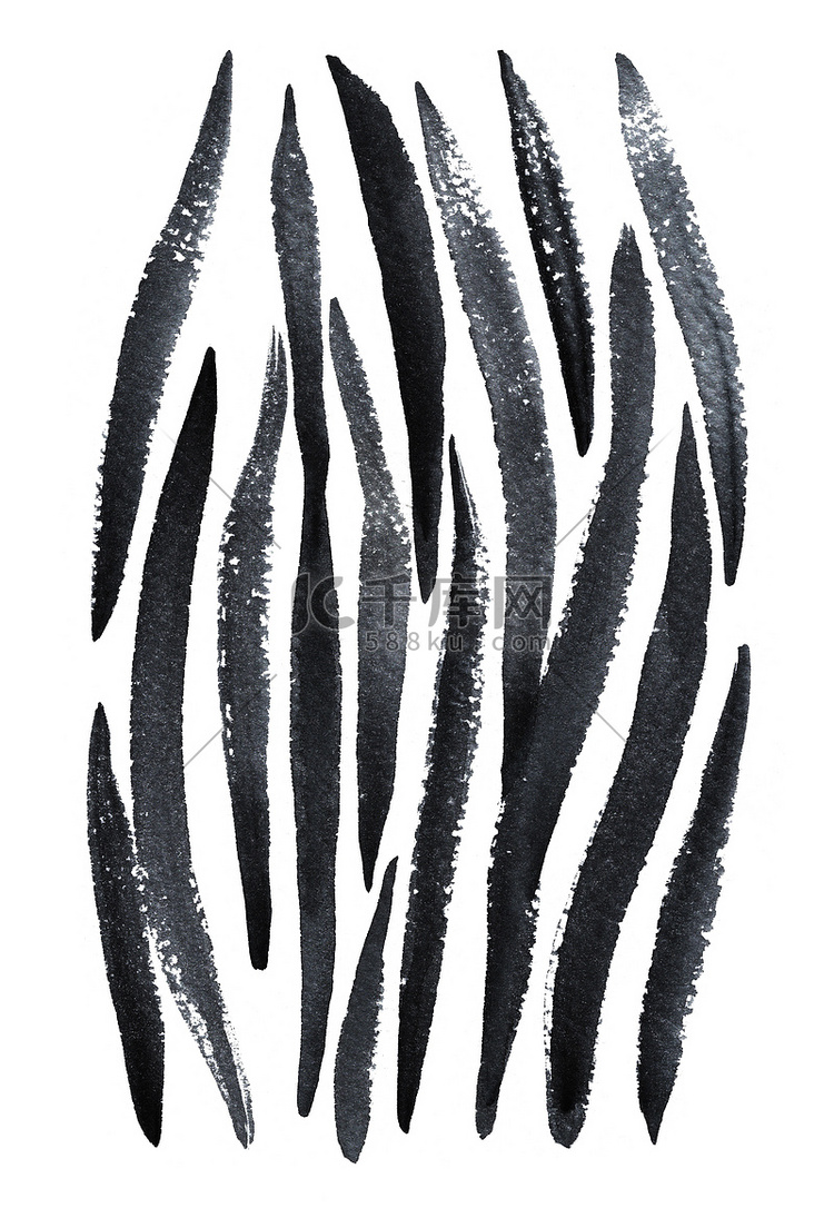 水彩手绘斑马黑色条纹背景
