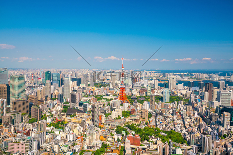 与东京塔的东京天际线
